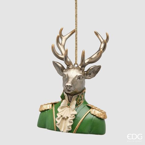EDG Enzo De Gasperi Renna Boheme Natalizia da Appendere H14 cm Bianco Verde – Decorazione di Natale (1/2)