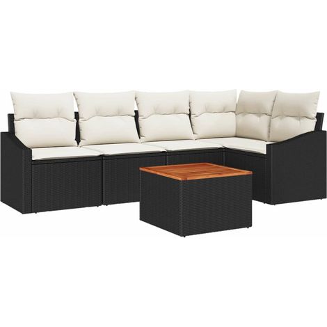 Maison Exclusive - Set Divano da Giardino 6 pcs Nero e Crema polyrattan