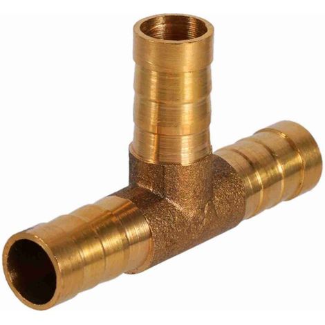 Brass T-fitting for 3-way fuel hose, 10 mm, for compressed air, oil, gas (1/5)