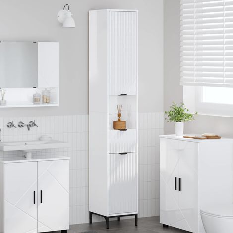 vidaXL Bathroom Cabinet High Gloss White 31.5 x 33 x 190 cm (1/5)