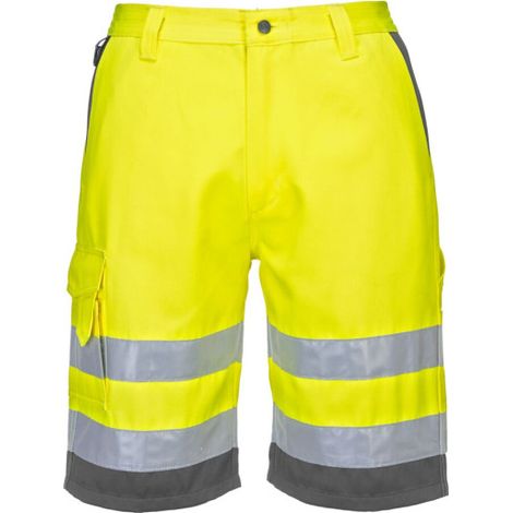 Bermudas de A.V de polialgodón con cintas reflectantes bolsillos laterales E043 XXXL Amarillo / Gris (1/3)
