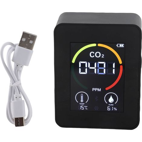 Détecteur de CO2 ZN-MT03, capteur semi-conducteur, moniteur de qualité de l'air, température et humidité, pour Maison Camping Car 400 5000 Ppm Noir (1/5)