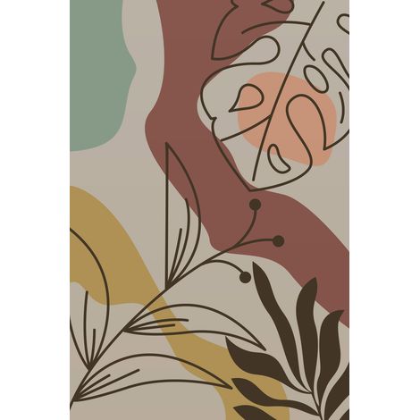 Papier peint panoramique - Feuilles Boho - 170 cm x 255 cm (1/2)