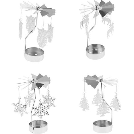 Weihnachtskerzenhalter mit Elchmotiv, Baum, Elch und Schneeflocke (1/4)