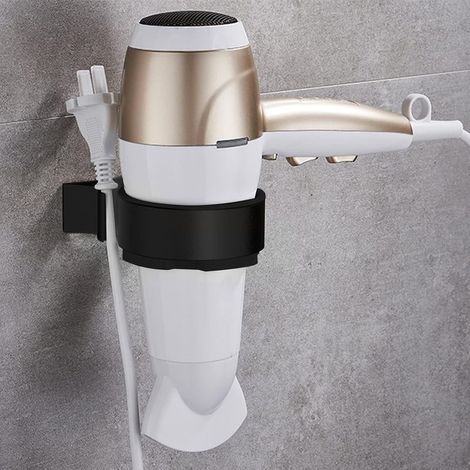Support de sèche-cheveux en aluminium autocollant, support de fer à lisser sans Perçage, accessoires de salle de bain avec support de câble, noir-Fei Yu (1/5)