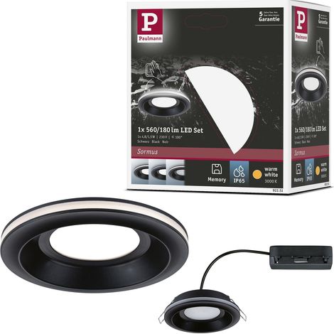Spot encastré LED IP65 rond 100mm 4,8/1,5W 560lm / 180lm 230V 3000K Noir (1/5)