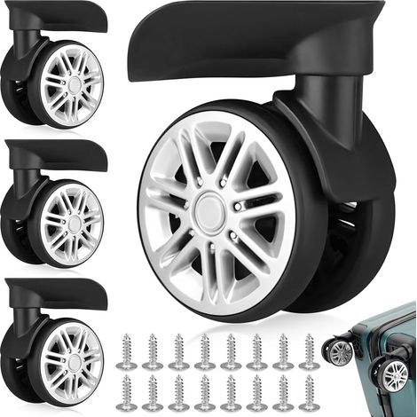 2 Paires Roue Valise Universelle, Roues Remplacement Bagages, Roulettes Pivotantes Double Rangée 360 Degrés, Roue Chariot Silencieuses Durable, Roulette Rechange Réparation pour Valises Voyage (1/5)