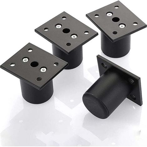 Stück verstellbare Möbelfüße, Bettfüße, Möbelfüße aus Aluminiumlegierung für Bettgestell, Kleiderschrank, Tisch (Schwarz, Höhe 50 mm)