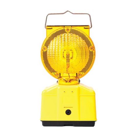 LAMPEGGIATORE CANTIERE SOLARE + BATTERIA - LUCE LED GIALLO POSTO 2 BATTERIE