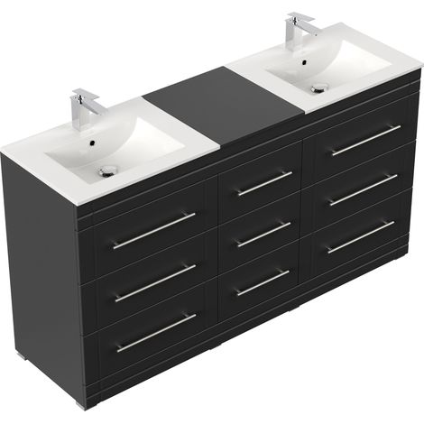 Stand Badmöbel Cosmo Modern SoftClose schwarz (1/5)