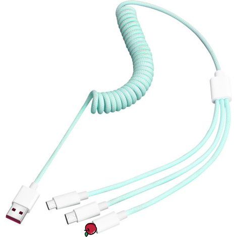 3-in-1-Schnellladekabel (USB), max. 100 W, verstellbares, gerades, nylonummanteltes Kabel, kompatibel mit iPhone 16–11, Samsung, iPad, Grün (1/5)