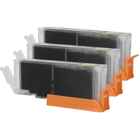 Cartouches d'encre de 3 pièces (13 ml) pour imprimantes jet d'encre Canon PIXMA, couleur noire. Boîte de remplacement. (1/5)