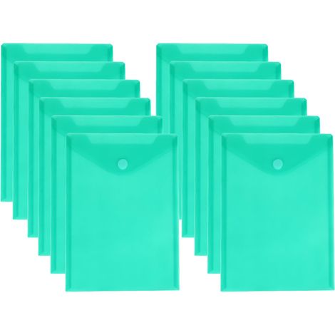 12 pochettes adhésives verticales, PP transparent, 33,5 x 23,5 cm, pour classeur à 3 anneaux, rangement bureau et scolaire (1/5)