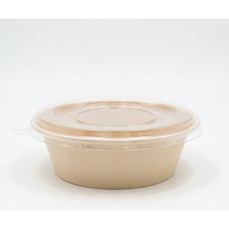 Bol kraft VIP jetable 680 ml, couvercle transparent