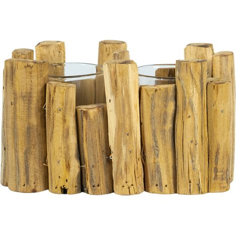 Portacandele Paulonia in stile rustico naturale