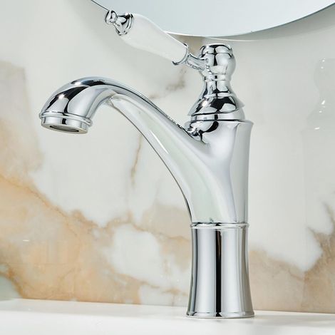 Robinet pour vasque, laiton, chromé, eau froide, pour lavabo (1/5)