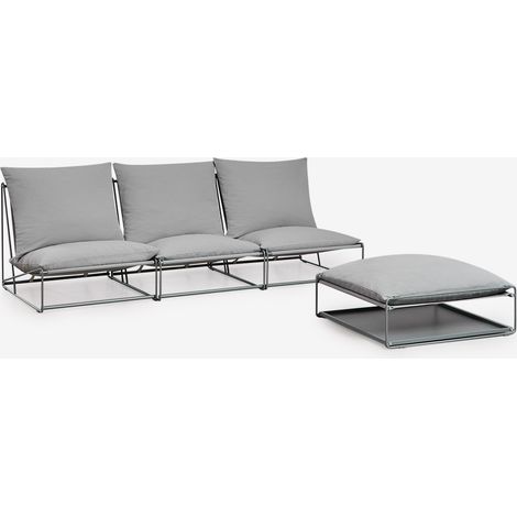 SKLUM Amaro 3-teiliges modulares Gartensofa und umwandelbarer Ottoman Grau