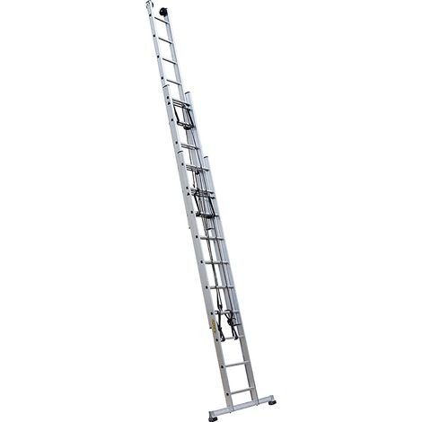 Centaure – Échelle coulissante 3 plans à corde – Hauteur 5m15 – Charge maximale 150kg – Stabilisateur en aluminium avec patins bi-matières (1/5)