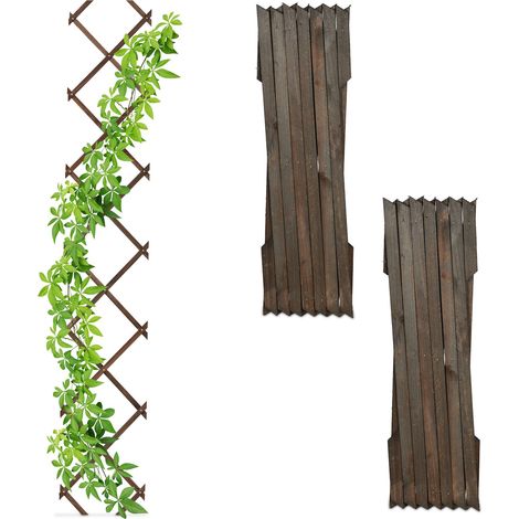 Relaxdays Rankgitter ausziehbar, 3er Set, 180x30 cm, Holz, Wandmontage, Rankhilfe Kletterpflanzen, Holzgitter, braun