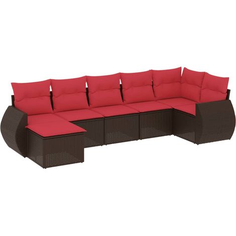 Maison Exclusive - 7-teiliges Gartensofa-Set mit Kissen, braun, P