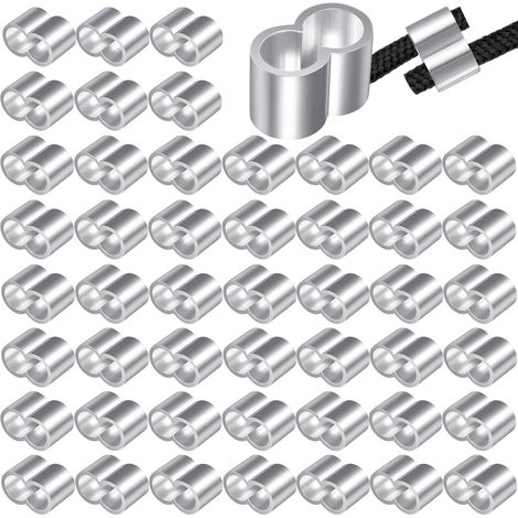 50 manguitos de engarce de aluminio de 4 mm, manguitos de engarce de aluminio de doble férula, manguito de bucle de engarce con estuche para cables y cuerdas de acero inoxidable de 4 mm. (1/5)