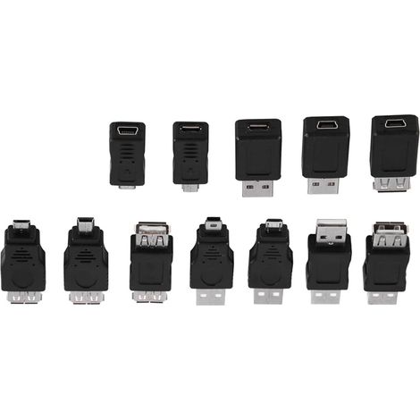 Ensemble d'adaptateurs USB 2.0 de 12 Pièces Convertisseur de Connecteur Mâle Micro USB vers Mini Femelle pour Le Transfert de Données et Le Chargement (1/5)