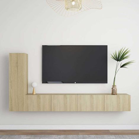 Ensemble de meuble TV 3 pcs pour Salon - Armoire TV Chêne sonoma Aggloméré BV654177 - BonneVie (1/5)