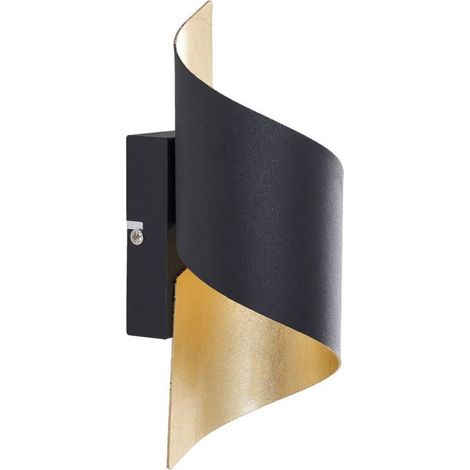 AMXCNOY Dimmbare Wandleuchte aus schwarzem und goldenem Metall – gedrehter Schirm – 24 cm – für moderne Schlafzimmer (1/5)