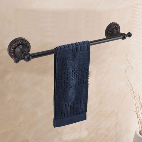 Barre porte-serviettes 40 cm en cuivre rétro gain de place, multifonction, noir antique (1/4)