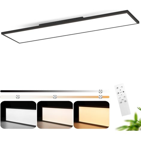 GBLY Dalles LED Plafonnier 120x30- 40W Blanc froid - Panneau de plafond Dimmable Long Bureau Plafonnier avec télécommande Lampe de cuisine pour atelier couloir cuisine salon (Noir)