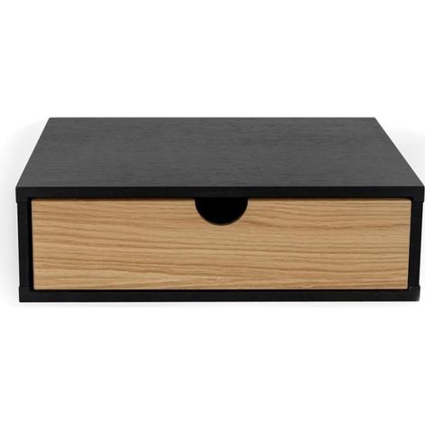 Chevet Mural Design en Bois "Tafar" 40cm Noir (1/4)