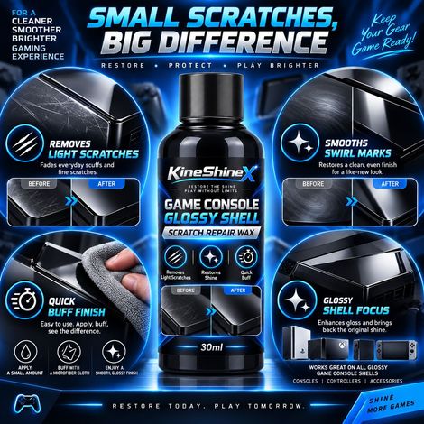 KineShineX Gaming Console Scratch Wax, Gaming Console Casing Fine Line Repair Wax to Lighten Scratch (1/3)