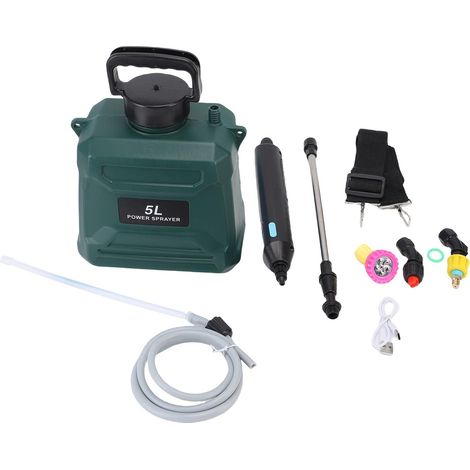 Pulvérisateur de jardin électrique 5L, haute efficacité, longue durée de vie de la batterie, avec buses, baguette rétractable pour le nettoyage du désherbage vert (1/5)