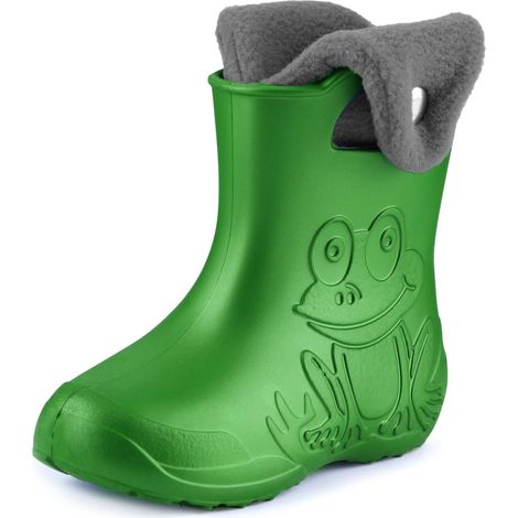 Ladeheid EVA Kinder Jungen Mädchen Gummistiefel Regenschuhe gefüttert Regenstiefel Gummischuhe LA-CA-04 (Smaragdgrün/Grau, 22/23 EU)