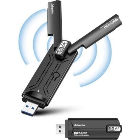 Clé WiFi 6 E Puissante AX5400 Mbps, Clé WiFi pour PC Tri-Bande 6GHz/5 GHz/2,4 GHz, Adaptateur USB WiFi, Dongle WiFi, MU-MIMO/USB3.0/WPA3 pour Windows 10/11 (1/5)