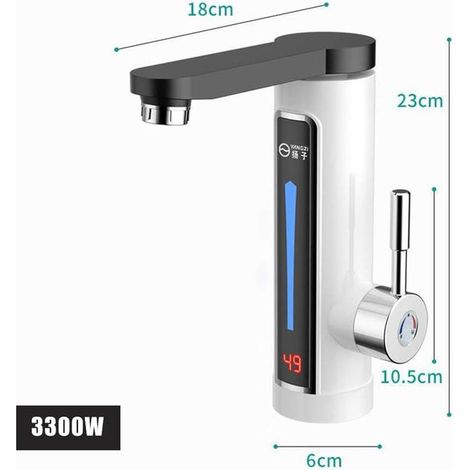 Miscelatore per rubinetto da cucina Scaldabagno elettrico istantaneo senza serbatoio 220V con tubo di riscaldamento in acciaio inossidabile LED colorato (bianco) (1/4)