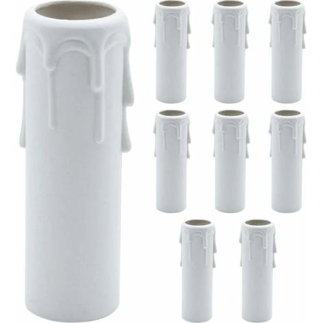 9er-Packung Tropfkerzenabdeckungen aus Kunststoff für Kronleuchter-Pendelleuchten, weiß (1/4)