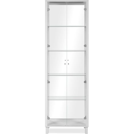 CALICOSY - Vitrine 2 Portes et 4 Étagères en verre L62 x H189 cm - ALBI