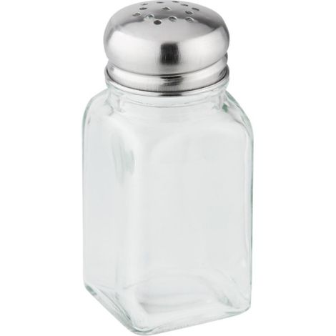 Salero o pimentero cocina o mesa de cristal con tapa en acero inoxidable, capacidad de 75ml (1/3)