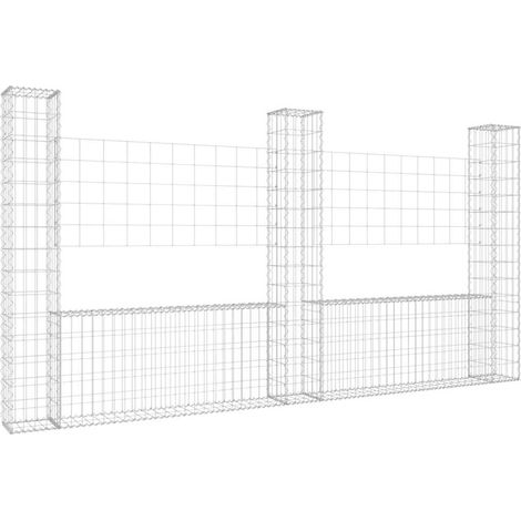 Maison Exclusive - Gabionenkorb U-Form mit 3 Säulen Eisen 260x20x (1/5)