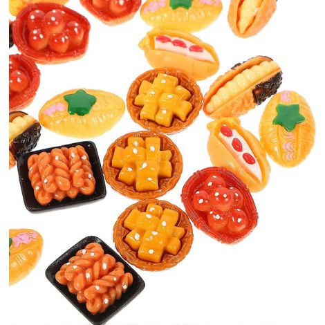 24 pièces de nourriture miniature réaliste, adorables mini-aliments décoratifs, jouets pour enfants, accessoires pour mini-maisons-2.5X2CM (1/3)