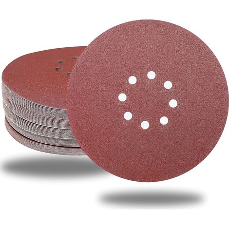Discos de lijado de 225 mm, 50 unidades, grano P120, 8 agujeros, redondos, 225 mm, papel de lija para lijadora de paneles de yeso, lijadora Jirafa