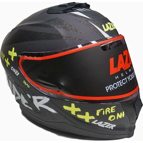 LAZER RAFALE EVO Oni Motorradhelm, Farbe Schwarz/Dunkelgrau/Fluogelb/Matt XL