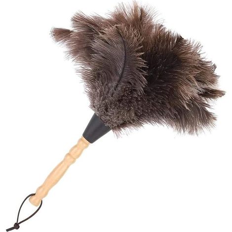 Poudre de plumes d'autruche,poudre antistatique avec manches en bois,outil de nettoyage pour bureau,35 cm (1/2)