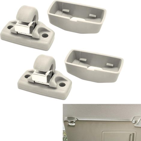 Clip di fissaggio per aletta parasole auto in 2 pezzi, gancio di supporto per aletta parasole per VW Caddy Golf Mk4 Sharan Passat Polo Amarok Transporter T5 Touran Seat Ibiza Leon Skoda Fabia Octavia (1/5)