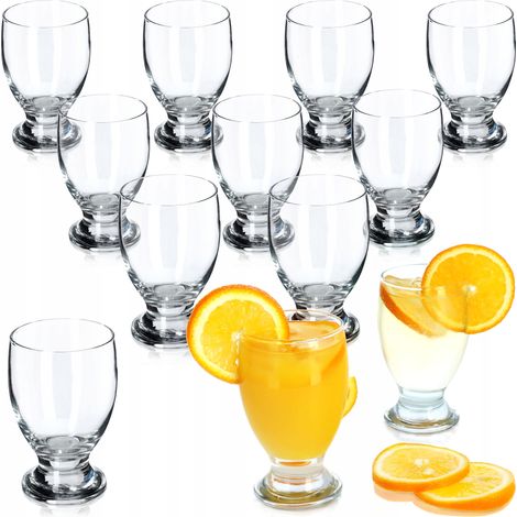 KADAX Verres à Eau à Pied, Verres Élégants et Raffinés pour Savourer Limonade, Jus, Thé Glacé et Eau Infusée aux Fruits (250 ml, Lot de 12)