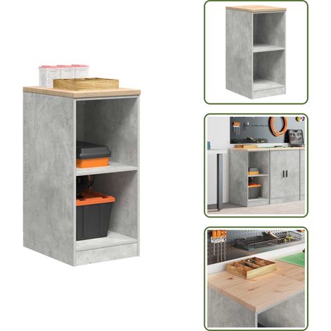 The Living Store Garagen-Aufbewahrungsschrank Betongrau Massivholz Kiefer - Werkstatt (1/5)