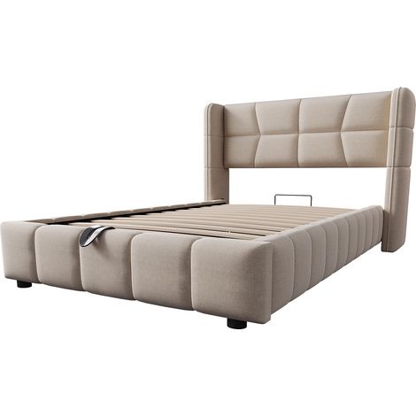 Letto imbottito con contenitore 90 x 200 cm beige MODENUIT (1/5)