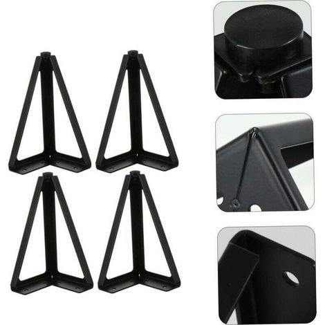Lot de 4 Pieds de Table en Métal Noir Interchangeables pour Meuble TV Canapé Lit avec Vis 15cm (1/3)