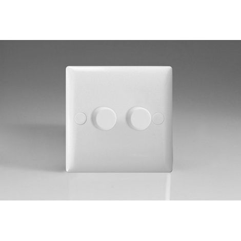 Varilight 2-Gang V-Pro Push On/Off Rotary LED Dimmer 2 x 0-120W White